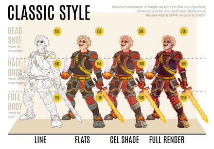 Classic style pricesheet